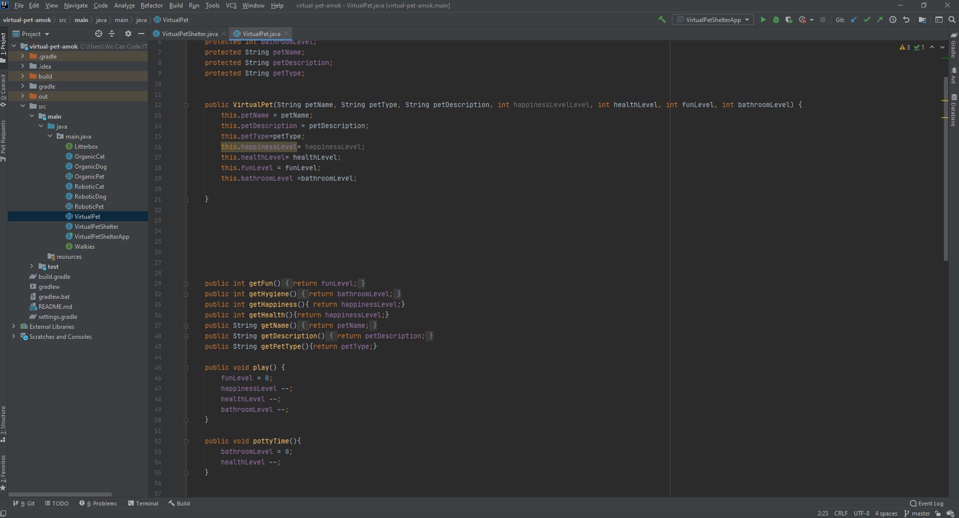 An image that features the layout of a code. Shows multiple main and test classess as well as code written out.