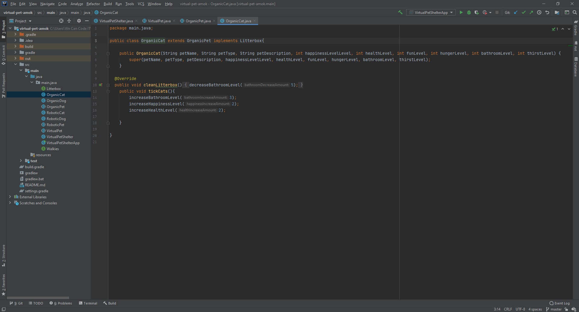 An image that features the layout of a code. Shows multiple main and test classess as well as code written out.