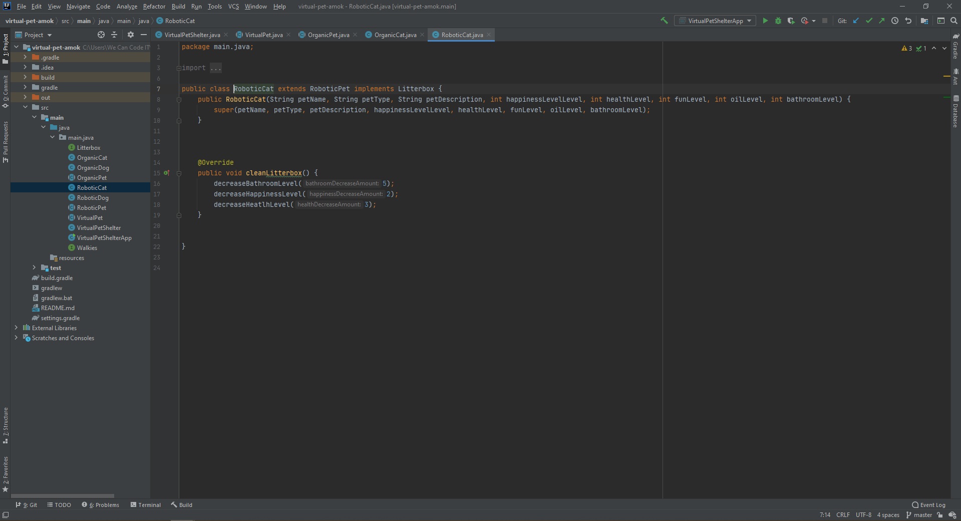 An image that features the layout of a code. Shows multiple main and test classess as well as code written out.